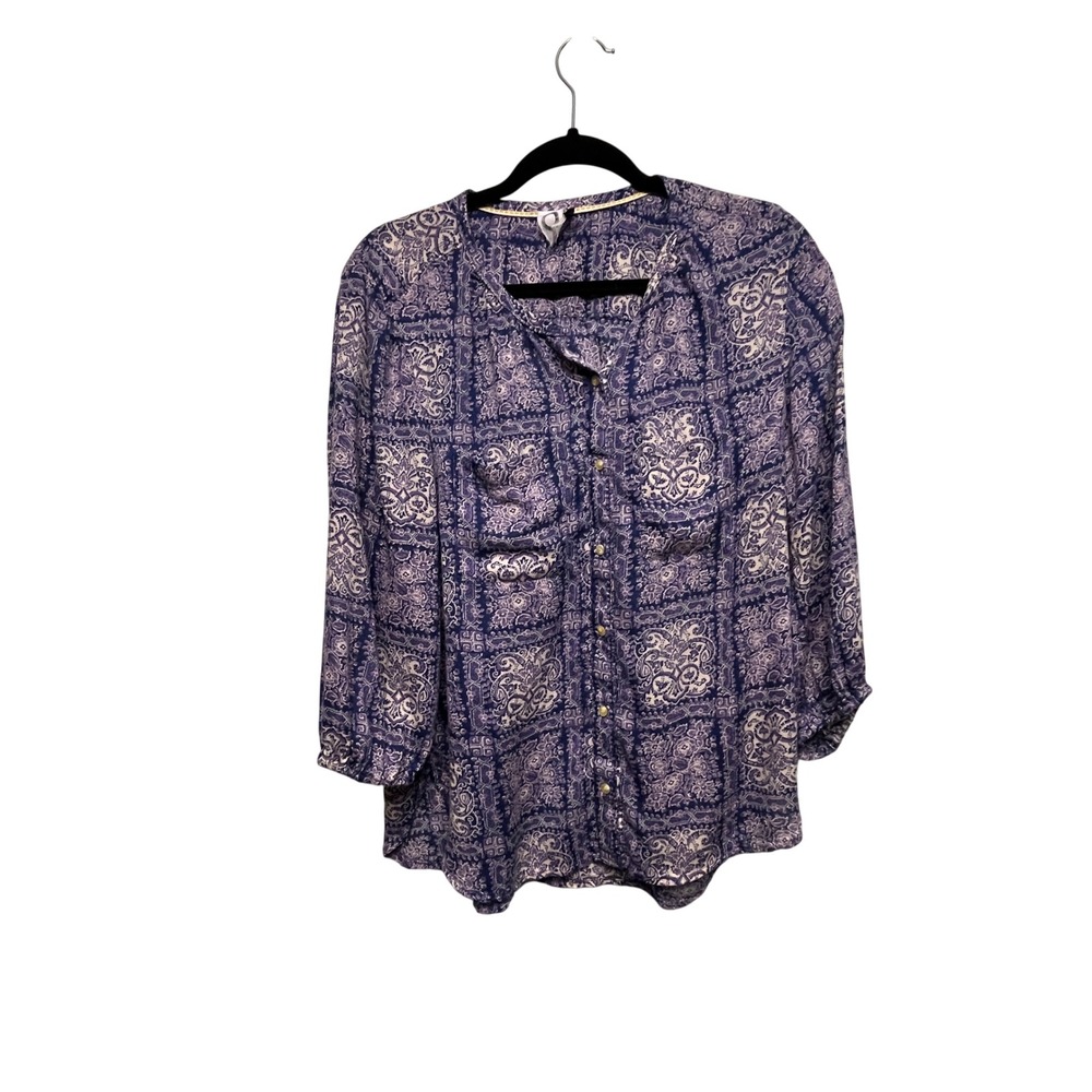 Anthropologie Akemi + Kin Purple Paisley Medallion Button Down Blouse Medium